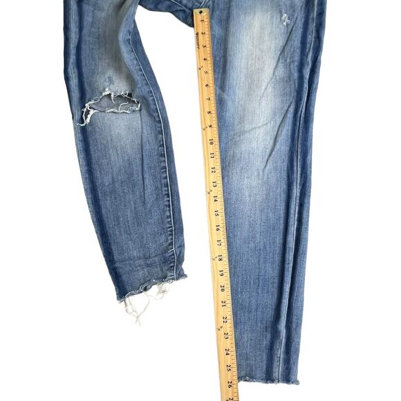 Pistola Womens Medium Wash Mid Rise Distressed Raw Hem Skinny Jeans 32 - Picture 5 of 8